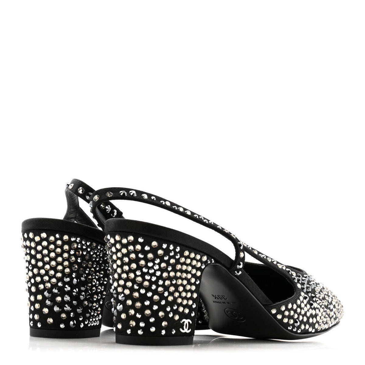 Strass Cap Toe CC Slingback Pumps 39.5 Black