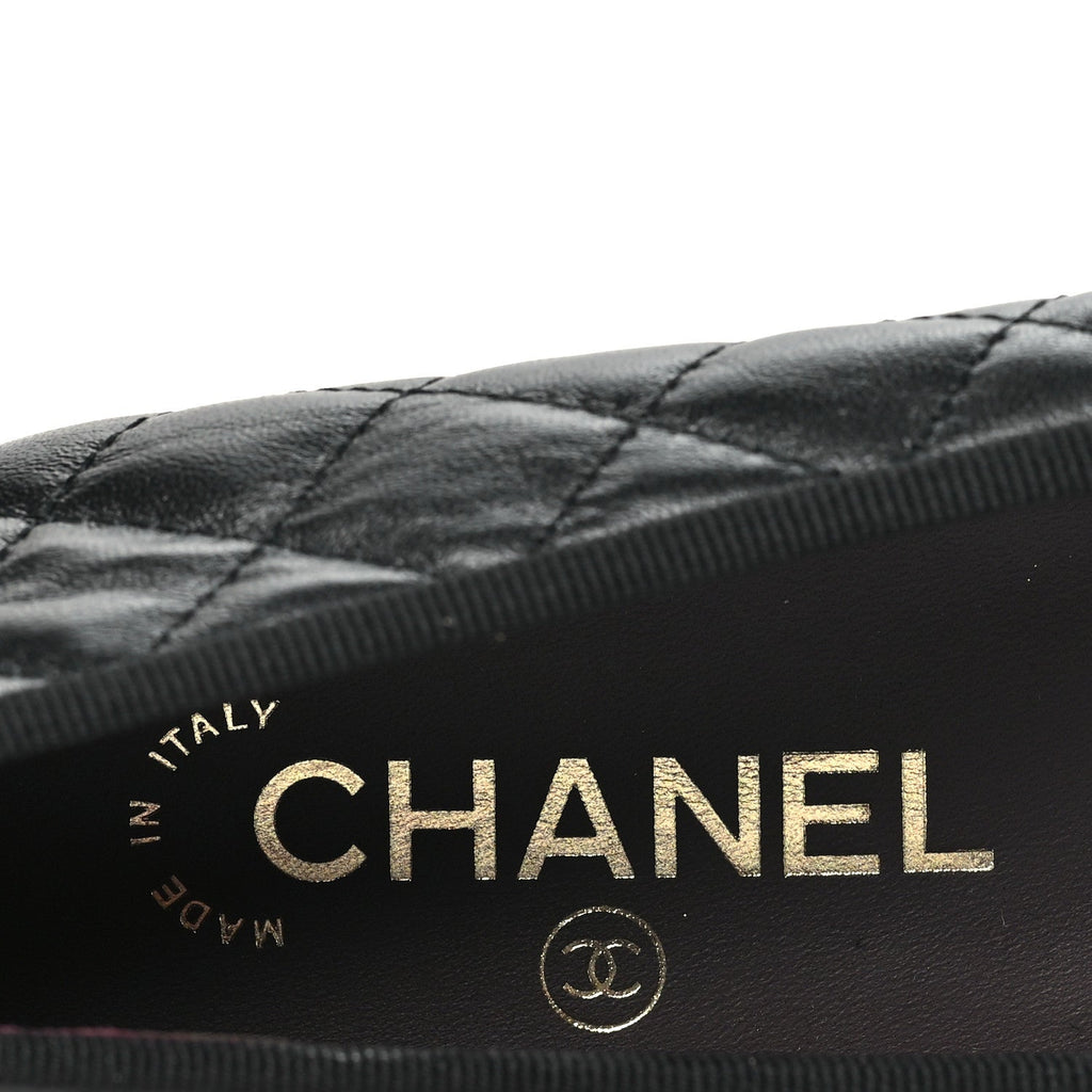 Calfskin Quilted CC Cap Toe Ballerina Flats 40 Black