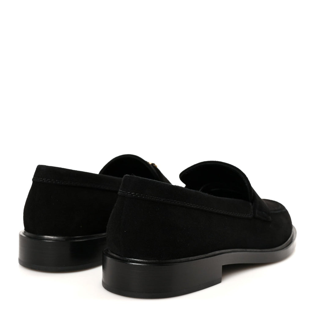 Suede Kidskin Crystal CC Loafers 38 Black