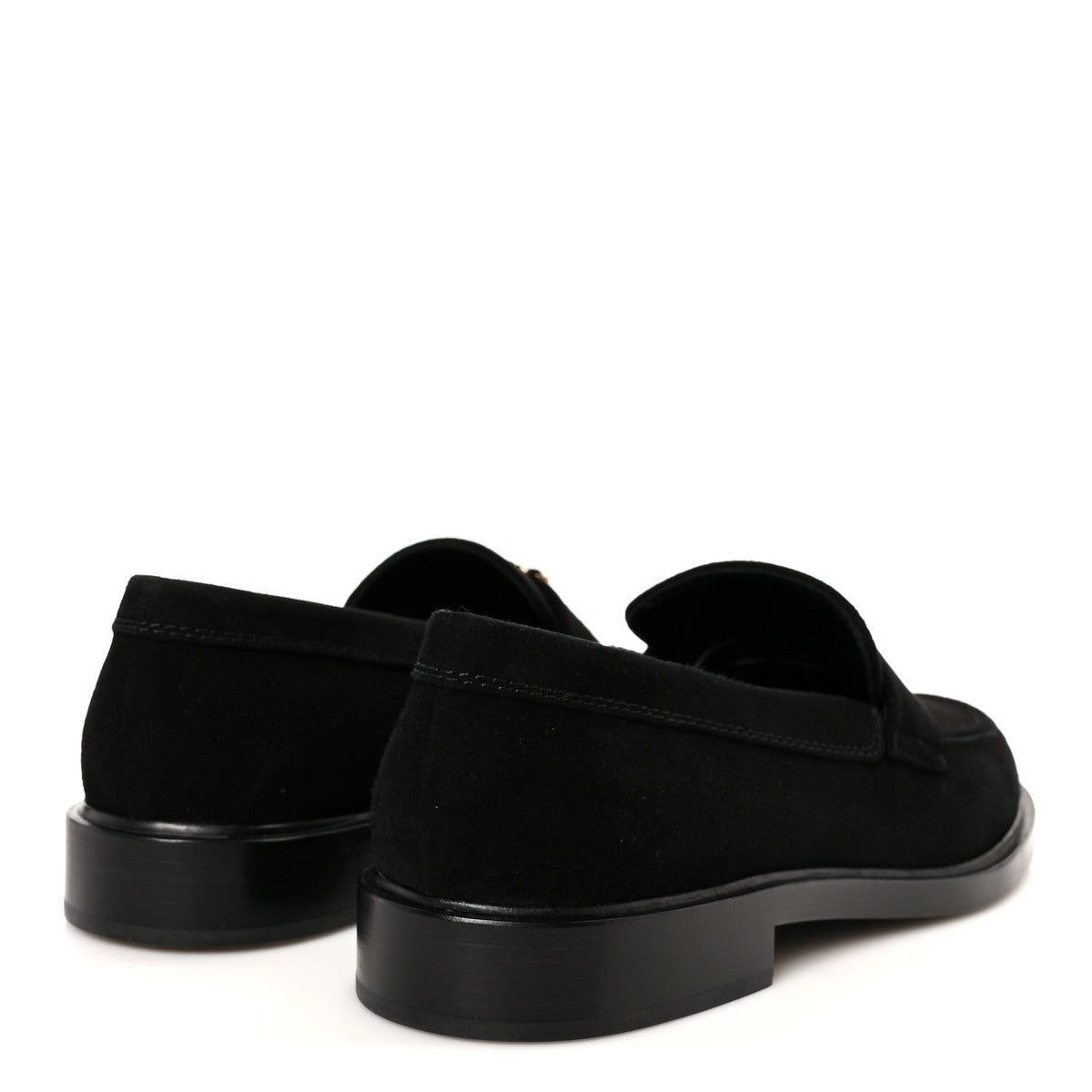 Suede Kidskin Crystal CC Loafers 38 Black