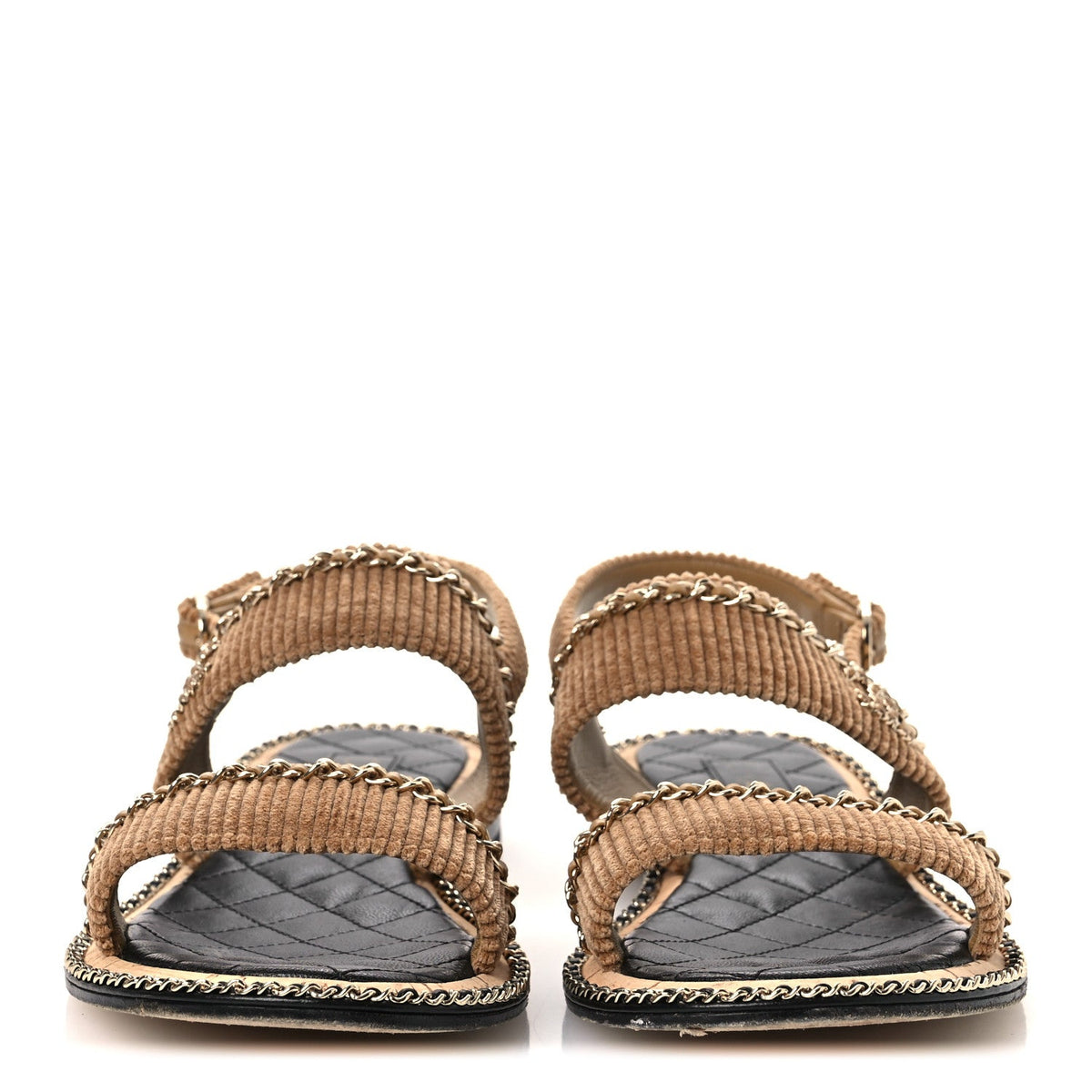 Corduroy Chain CC Sandal 40.5 Dark Beige
