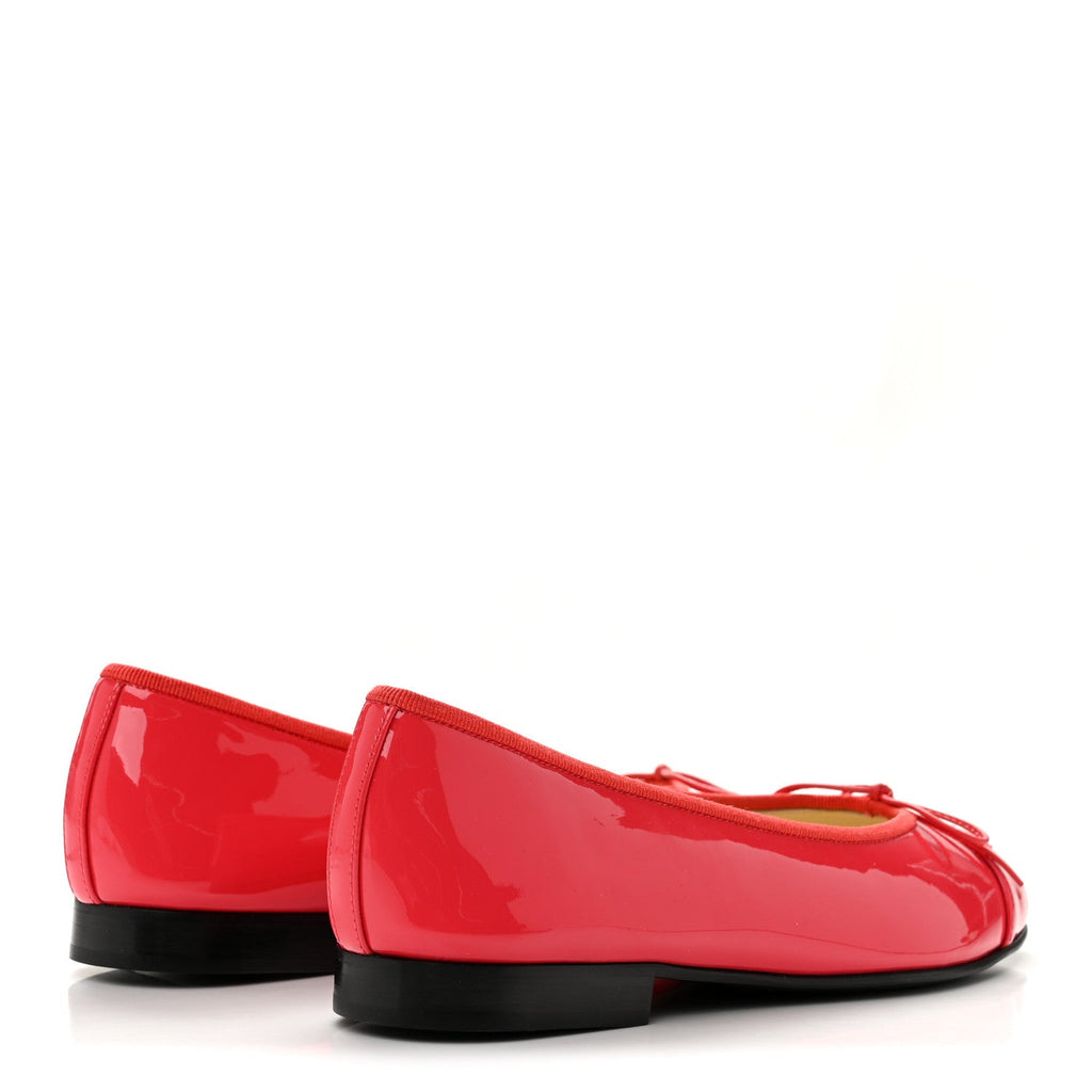 Patent Calfskin CC Cap Toe Ballerina Flats 36 Coral