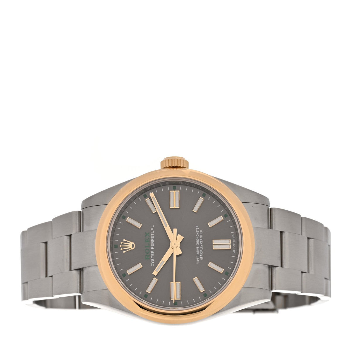 Stainless Steel 18K Yellow Gold 41mm Oyster Perpetual 100th Anniversary Watch Slate 134303