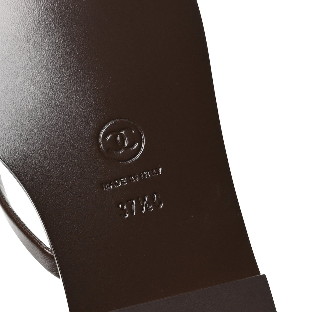 Goatskin CC Times Square Thong Sandals 37.5 Brown