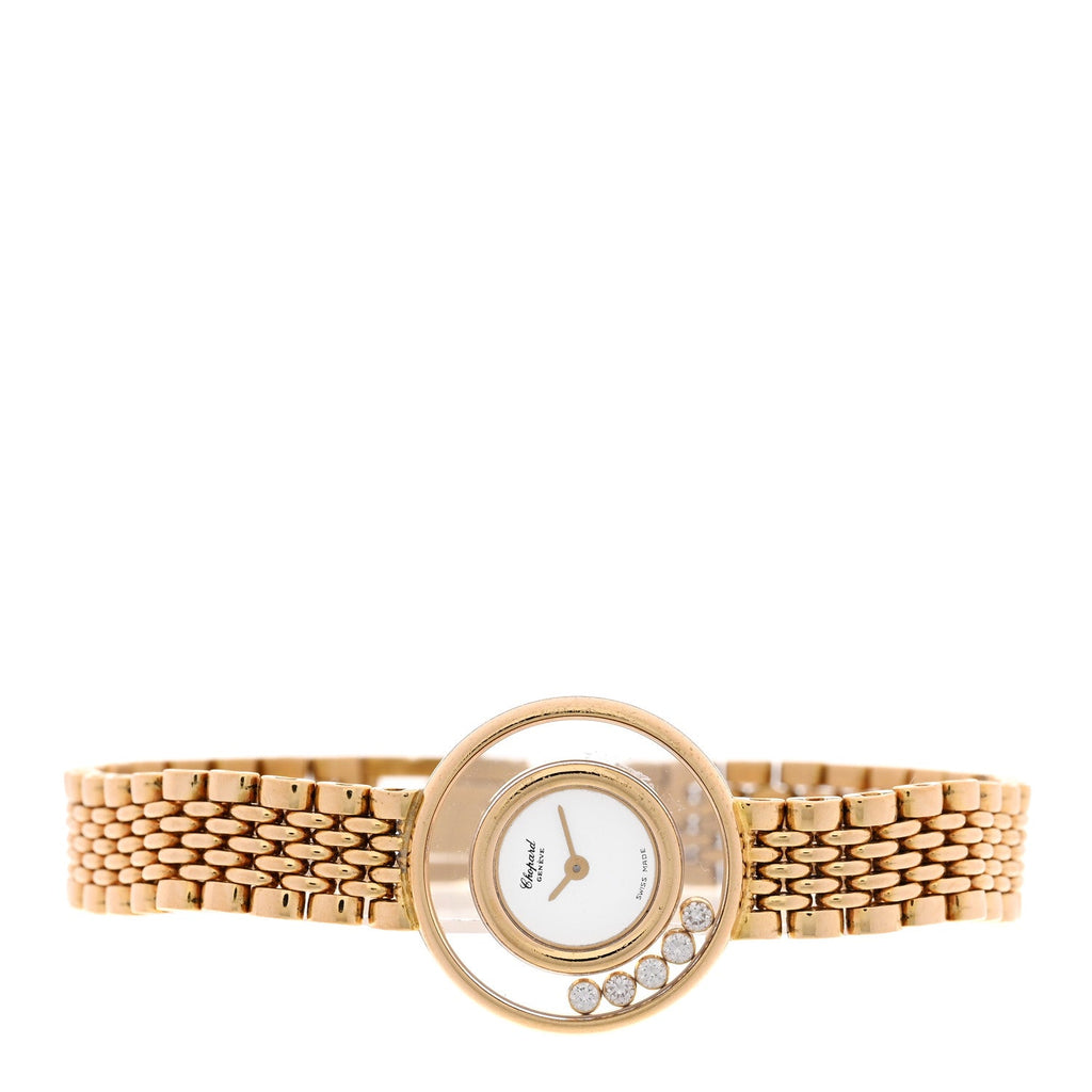 18K Yellow Gold 5 Diamond 22mm Happy Diamonds Quartz Watch