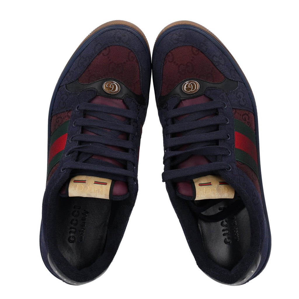 New Canvas GG Web Mens Screener Sneakers 8 Burgundy Navy