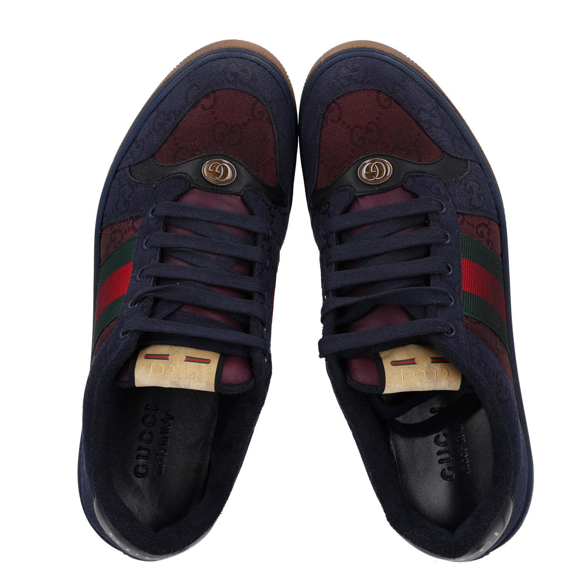 New Canvas GG Web Mens Screener Sneakers 8 Burgundy Navy
