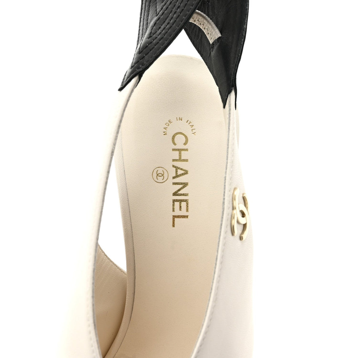 Lambskin Slingback Pumps 36.5 White Black