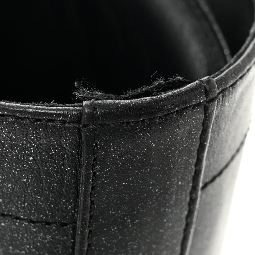 Iridescent Calfskin Patent Cap Toe Lace Up Combat Boots 38 Black