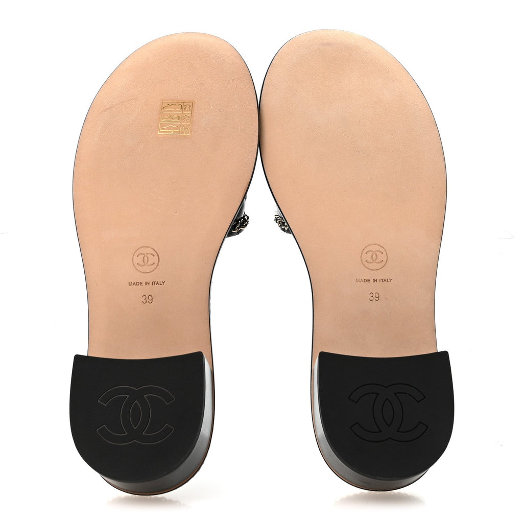 Lambskin Quilted Chain CC Mules 39 Black