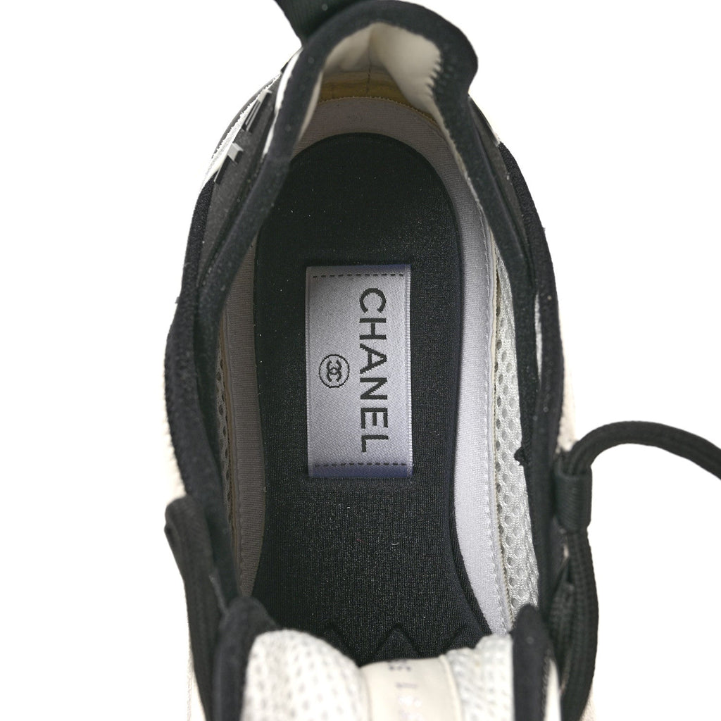 Suede Calfskin Nylon Grosgrain CC Sneakers 38 White