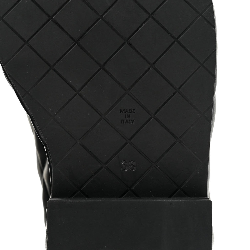 Calfskin Quilted Lace Up Combat Boots 38 Black