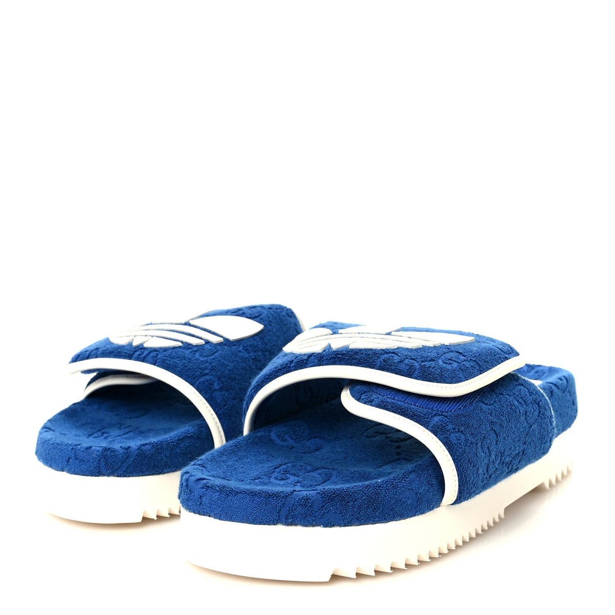 X ADIDAS Terry Cloth GG Monogram Mens Platform Sandals 11 Oriental Blue Mystic White