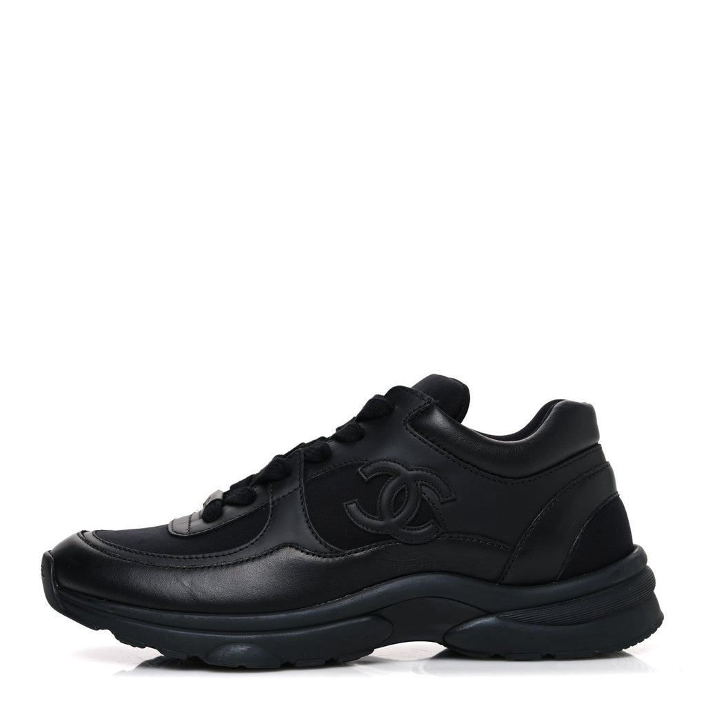 Lambskin Fabric CC Sneakers 36.5 Black