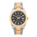 Stainless Steel 18K Yellow Gold 41mm Oyster Perpetual Datejust Watch Black 126333