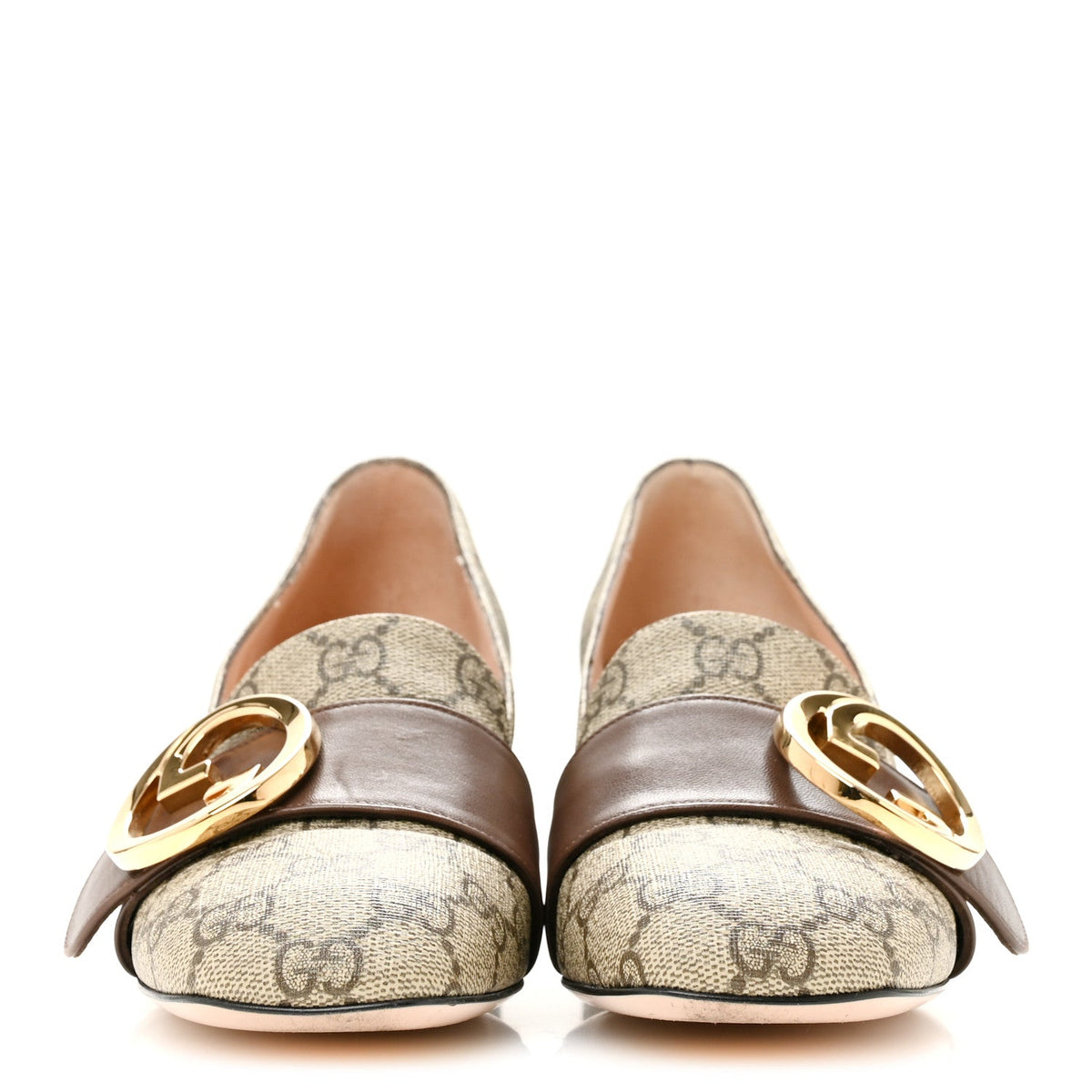 GG Supreme Monogram Malaga Kid Blondie Pumps 37.5 Beige Ebony New Acero