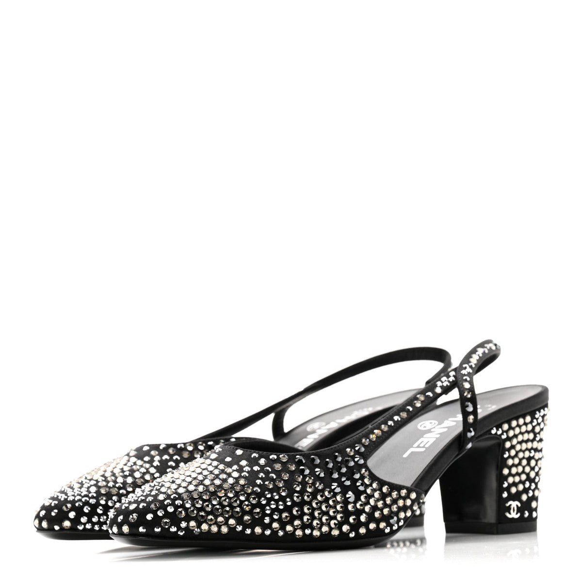 Strass Cap Toe CC Slingback Pumps 39.5 Black