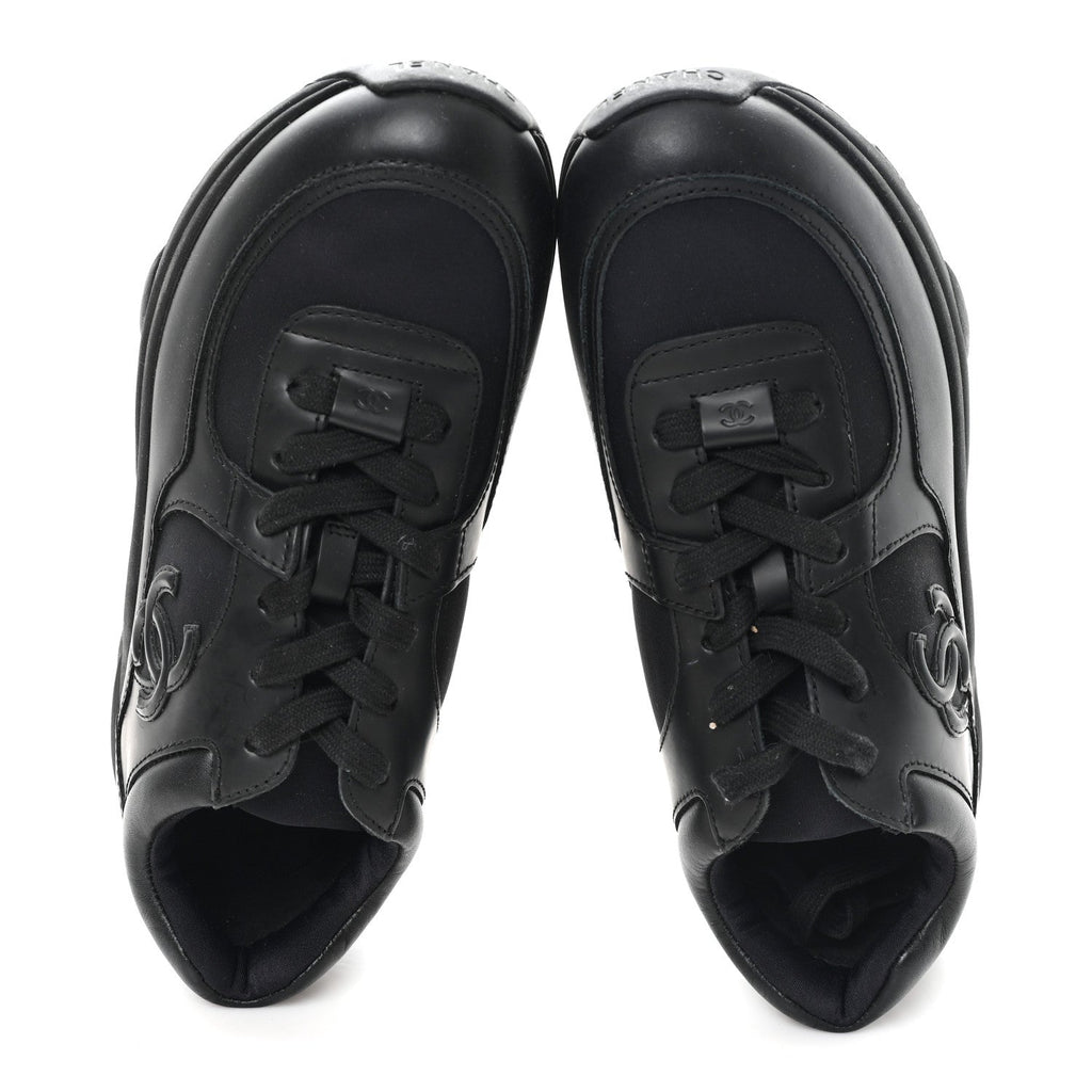 Lambskin Fabric CC Sneakers 36.5 Black