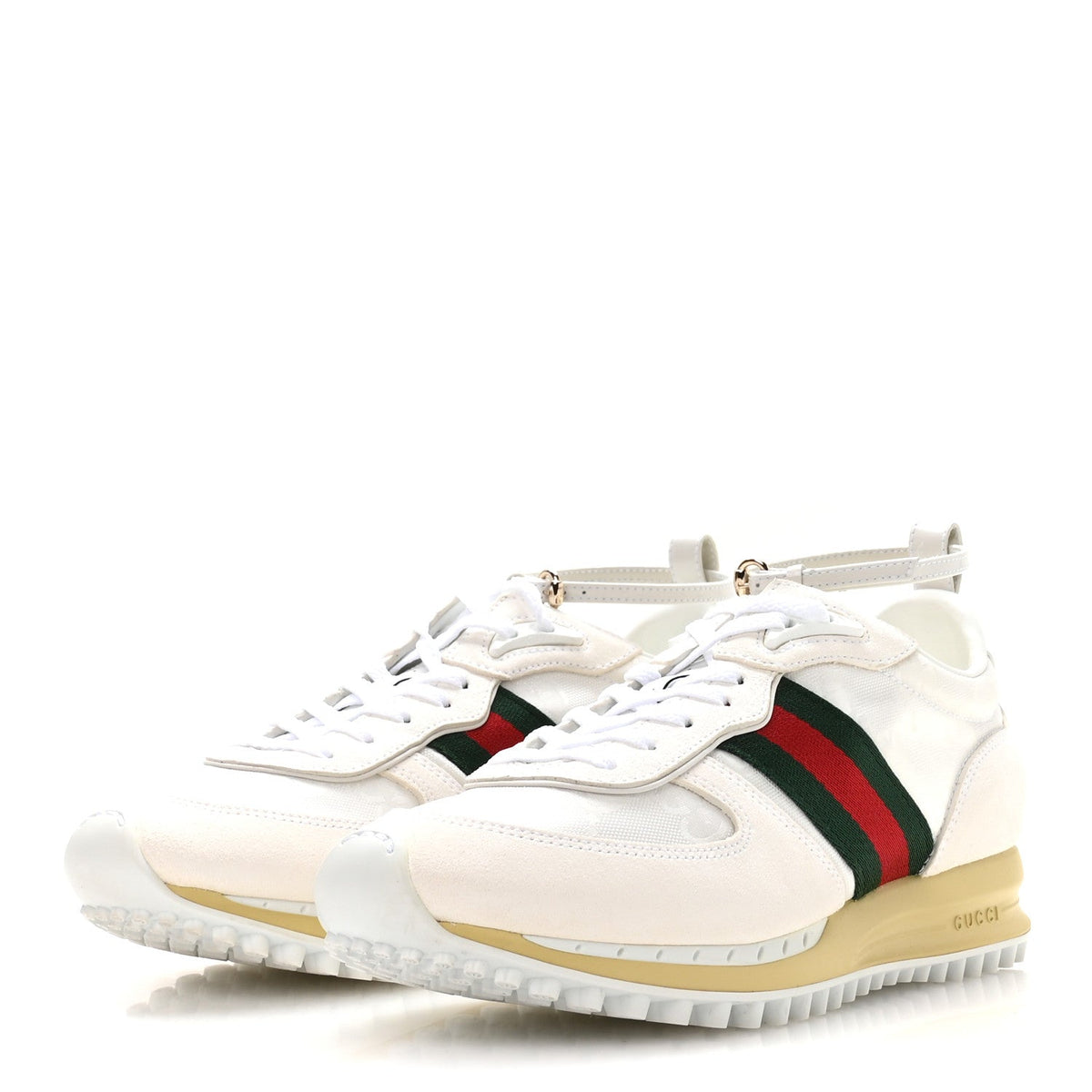 GG Suede Monogram Web Re-Motion Sneakers 37.5 White