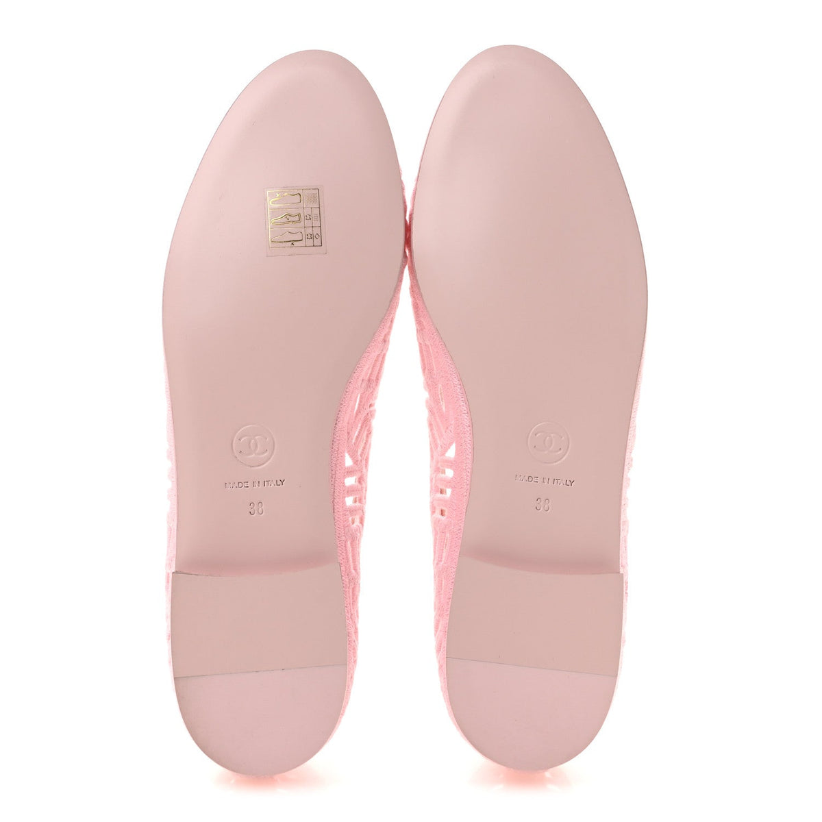 Cotton Embroidered Cap Toe Ballet Flats 38 Light Pink