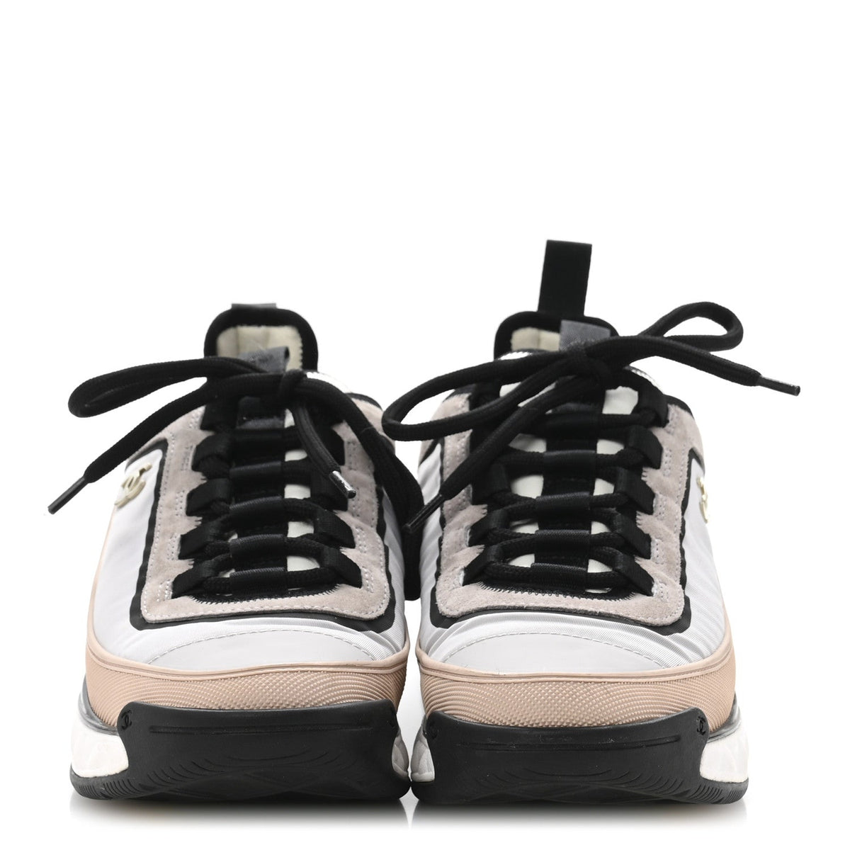 Suede Calfskin Mixed Fibers CC Sneakers 39 Pink Grey