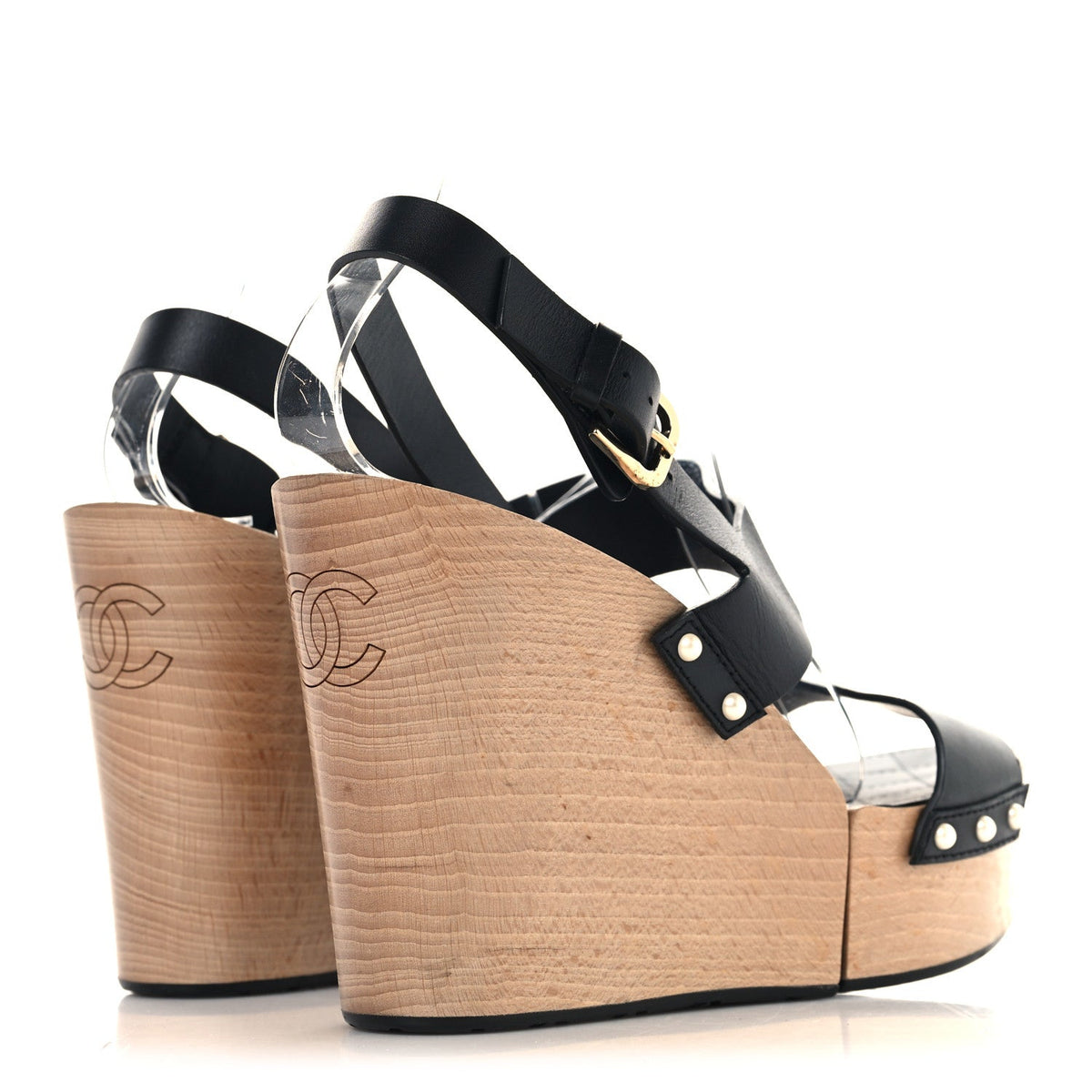 Wood Calfskin CC Hinge Wedge 41 Black
