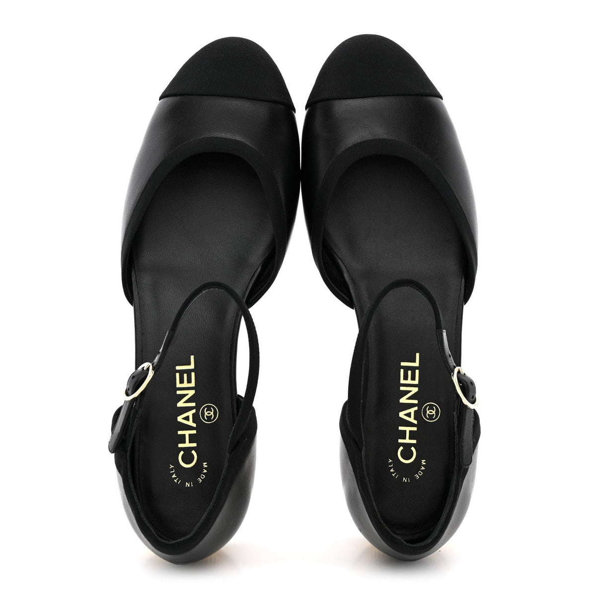 Lambskin Grosgrain Cap Toe Mary Jane Flats 38.5 Black