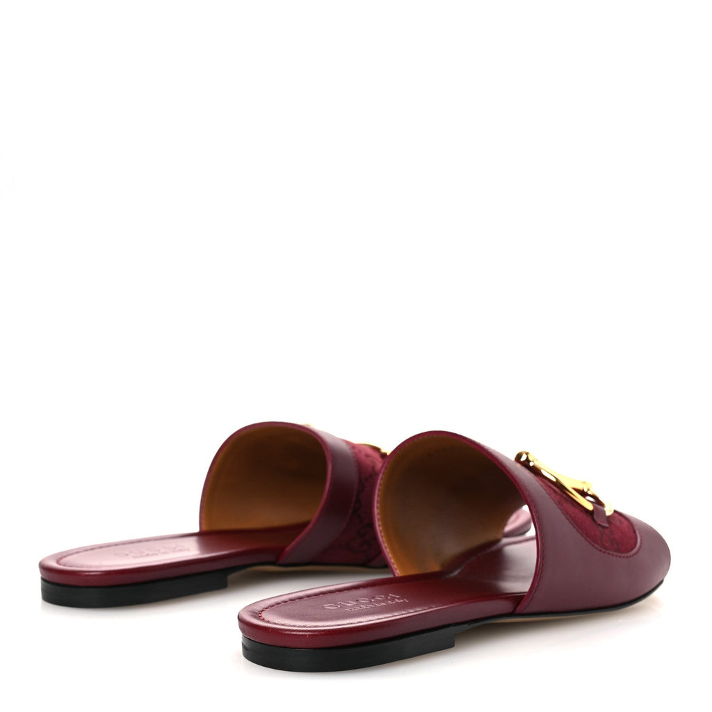Calfskin Monogram Horsebit Womens Slide Sandals 38.5 Rosso Ancora