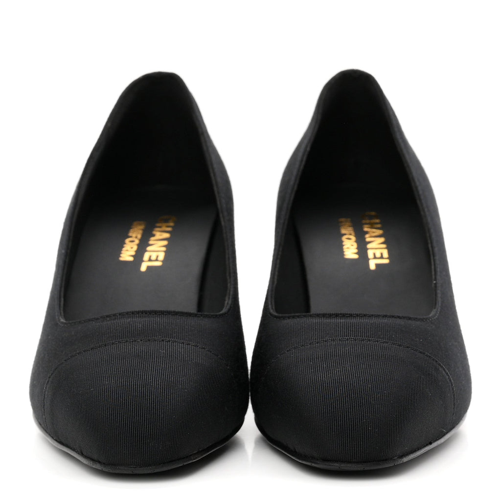 Grosgrain Cap Toe Uniform Pumps 35 Black