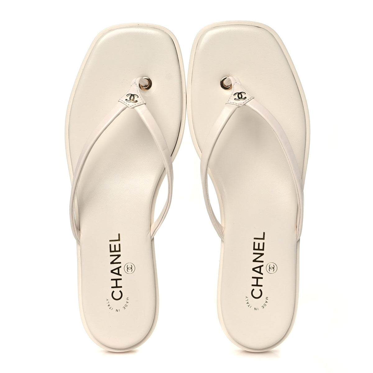Goatskin CC Times Square Thong Sandals 42 White