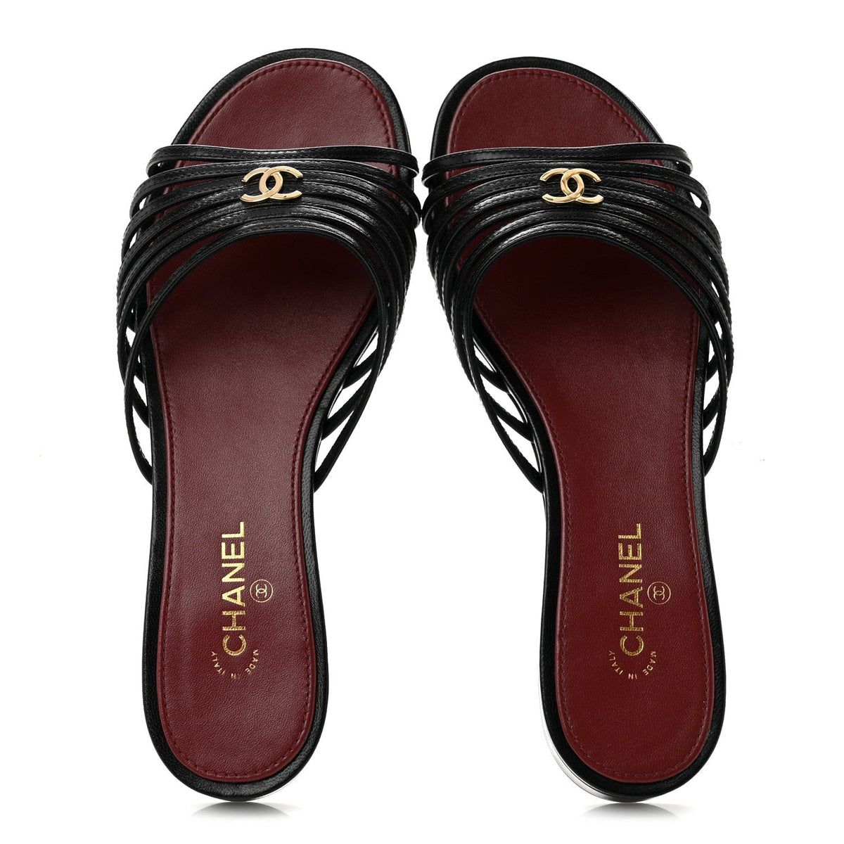 Goatskin Caged CC Slide Sandals 35.5 Black