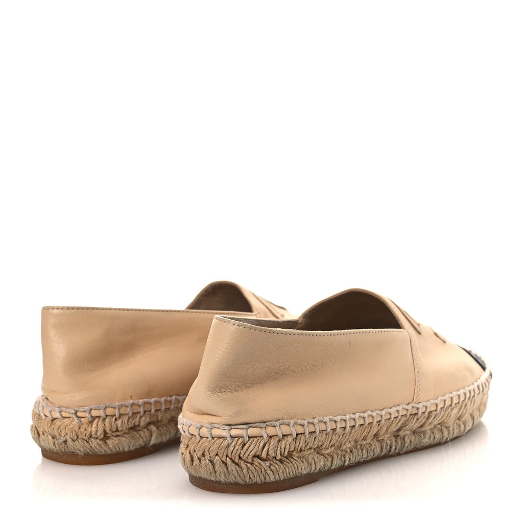 Lambskin CC Espadrilles 37 Beige Black