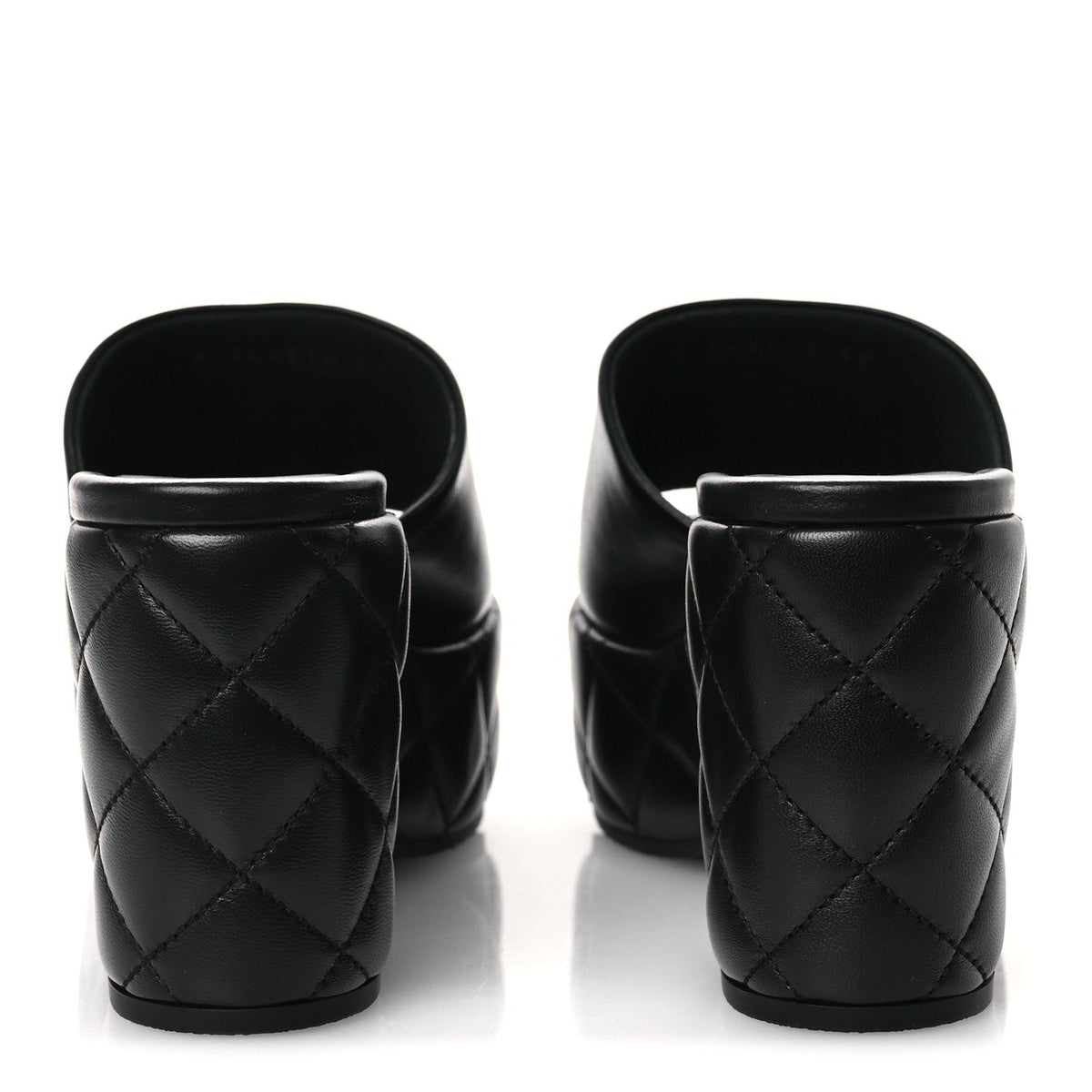 Lambskin Quilted CC Platform Mules 39 Black