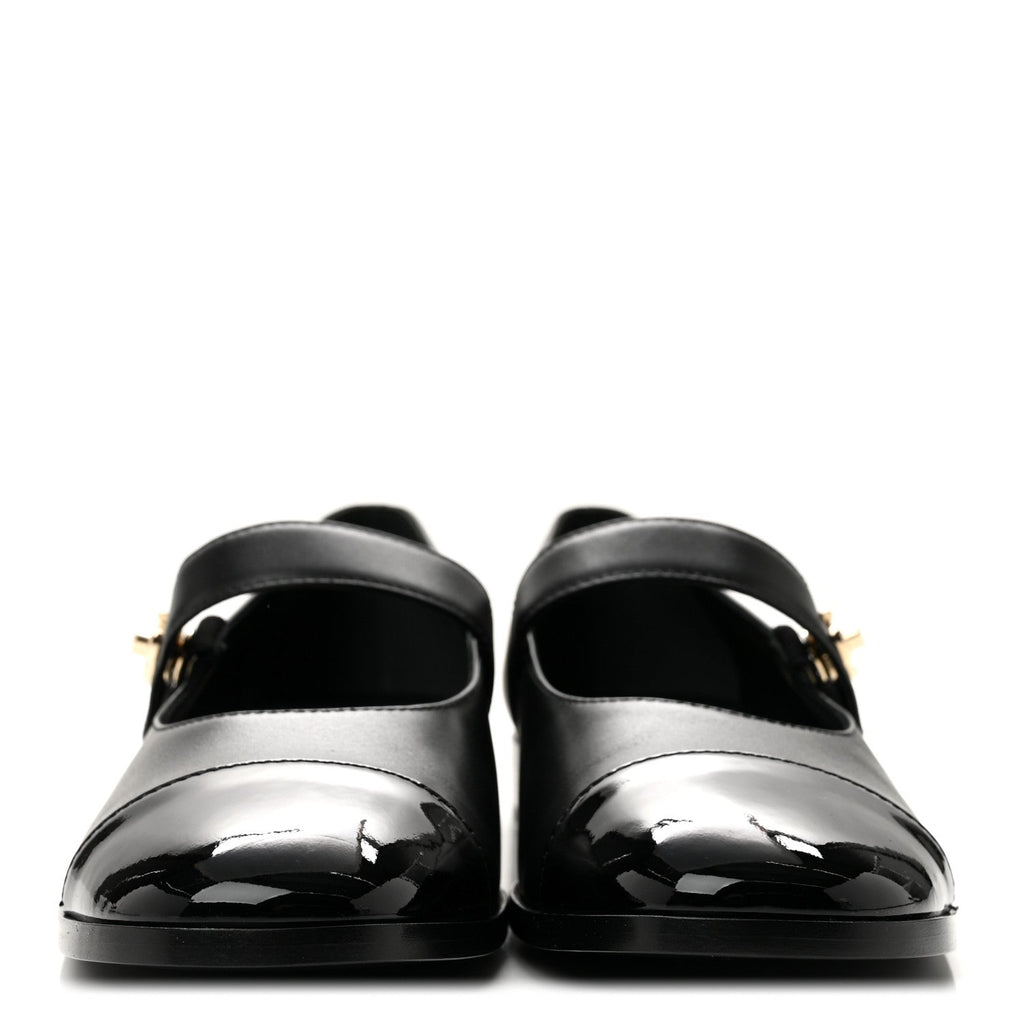 Calfskin Patent Mary Janes Flats 41 Black