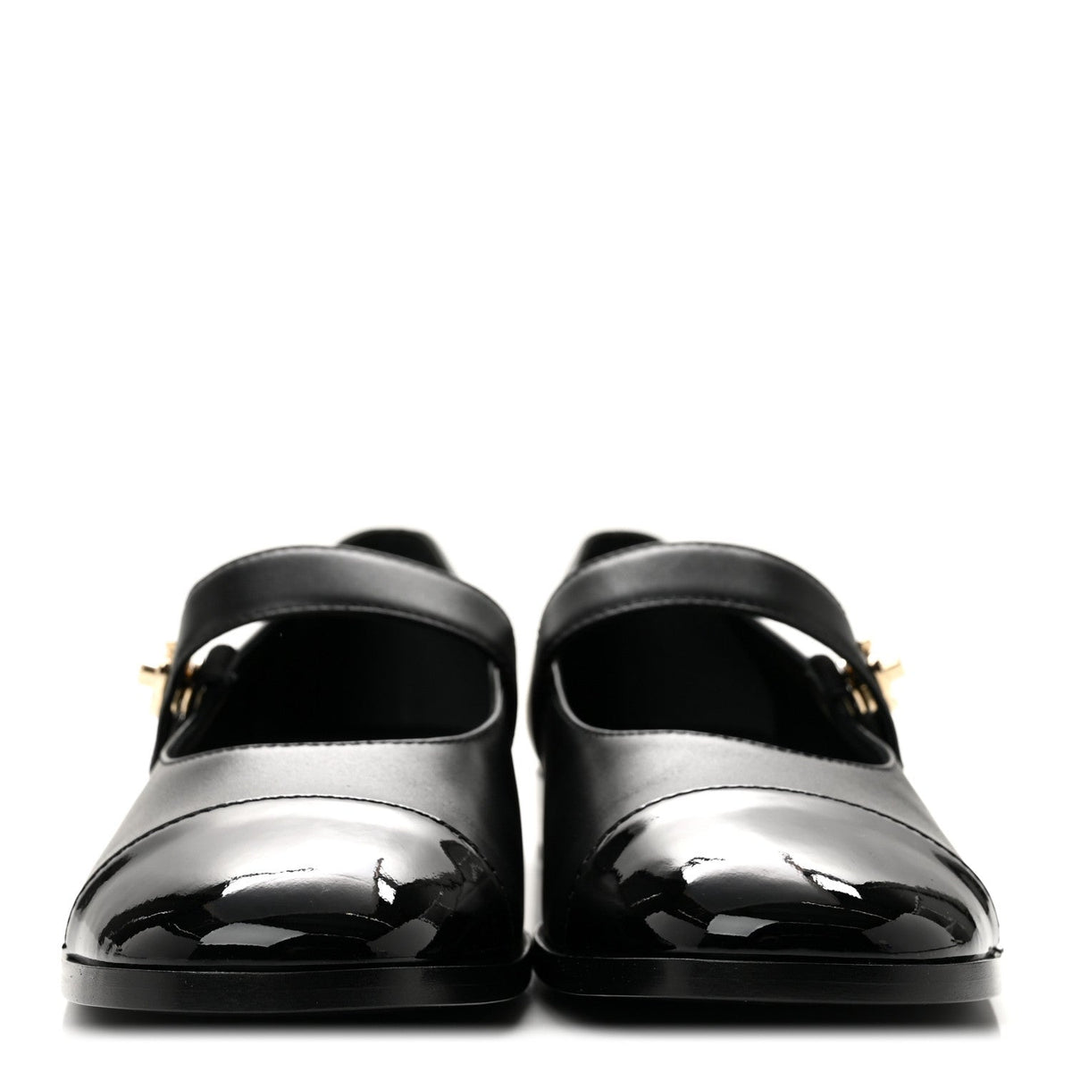 Calfskin Patent Mary Janes Flats 41 Black