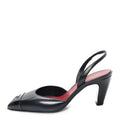 Lambskin Patent Calfskin Cap Toe CC Slingback Pumps 40 Black