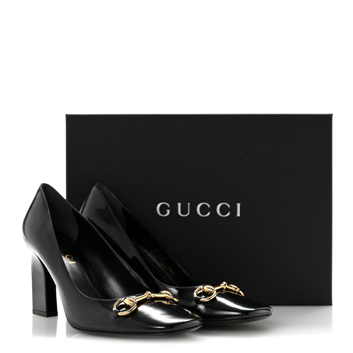 Shiny Calfskin Horsebit Signora 85mm Pumps 39 Black