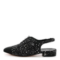 Cotton Tweed Grosgrain Cap Toe Lace Up Slingbacks 38 Black Silver White