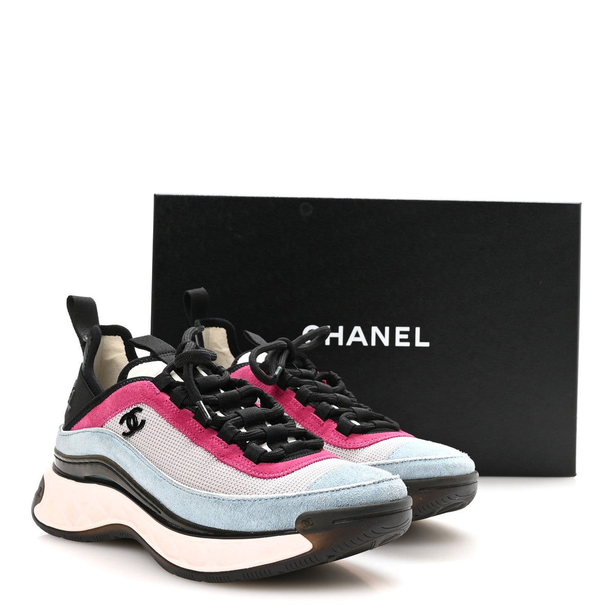 Fabric Suede CC Sneakers 36 Light Grey Light Blue Fuchsia