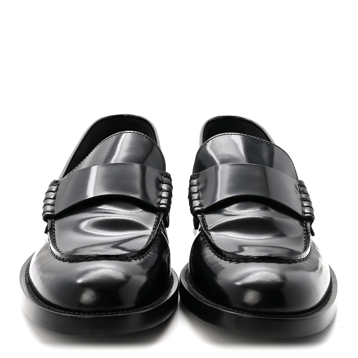 Shiny Calfskin Logo Loafers 39 Black