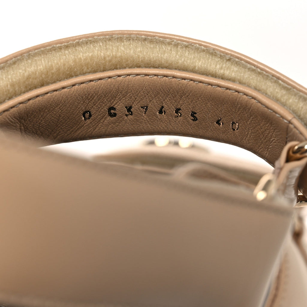 Shiny Calfskin Logo Platform Sandals 40 Beige