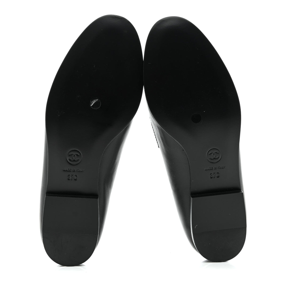 Lambskin Enamel CC Moccasin Loafers 37 Black