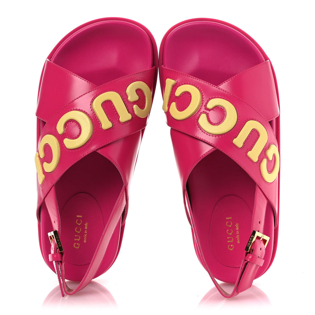 Calfskin Elizabeth Nappa Charlotte Logo Slingback Sandals 36 Fancy Fuchsia
