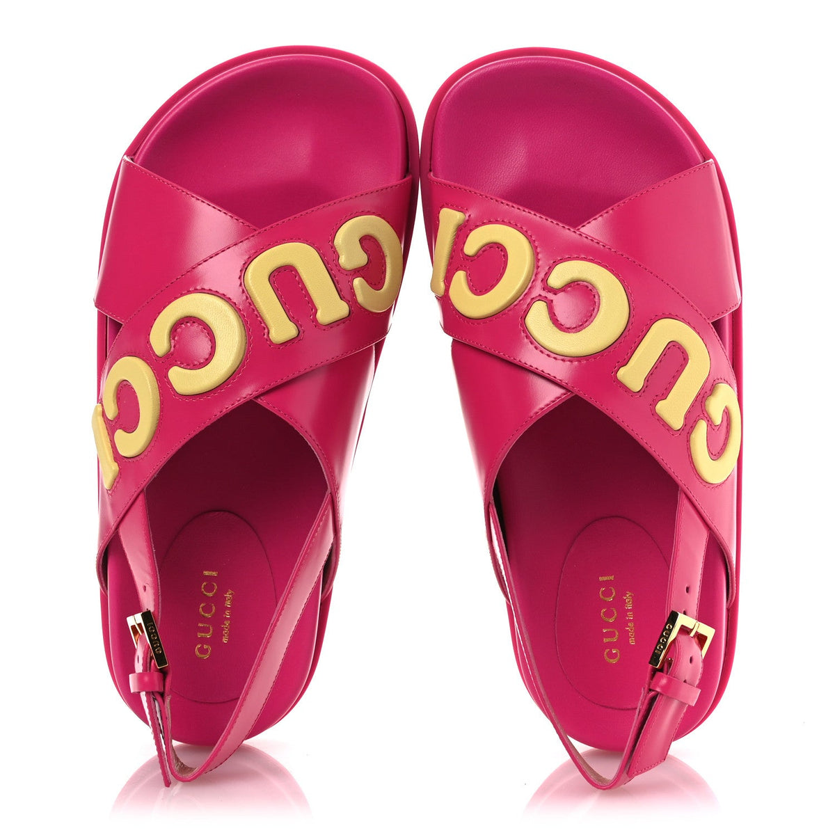 Calfskin Elizabeth Nappa Charlotte Logo Slingback Sandals 36 Fancy Fuchsia