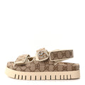 Monogram Kid Scamosciato Double G Womens Dad Sandals 37 Beige Ebony New Acero