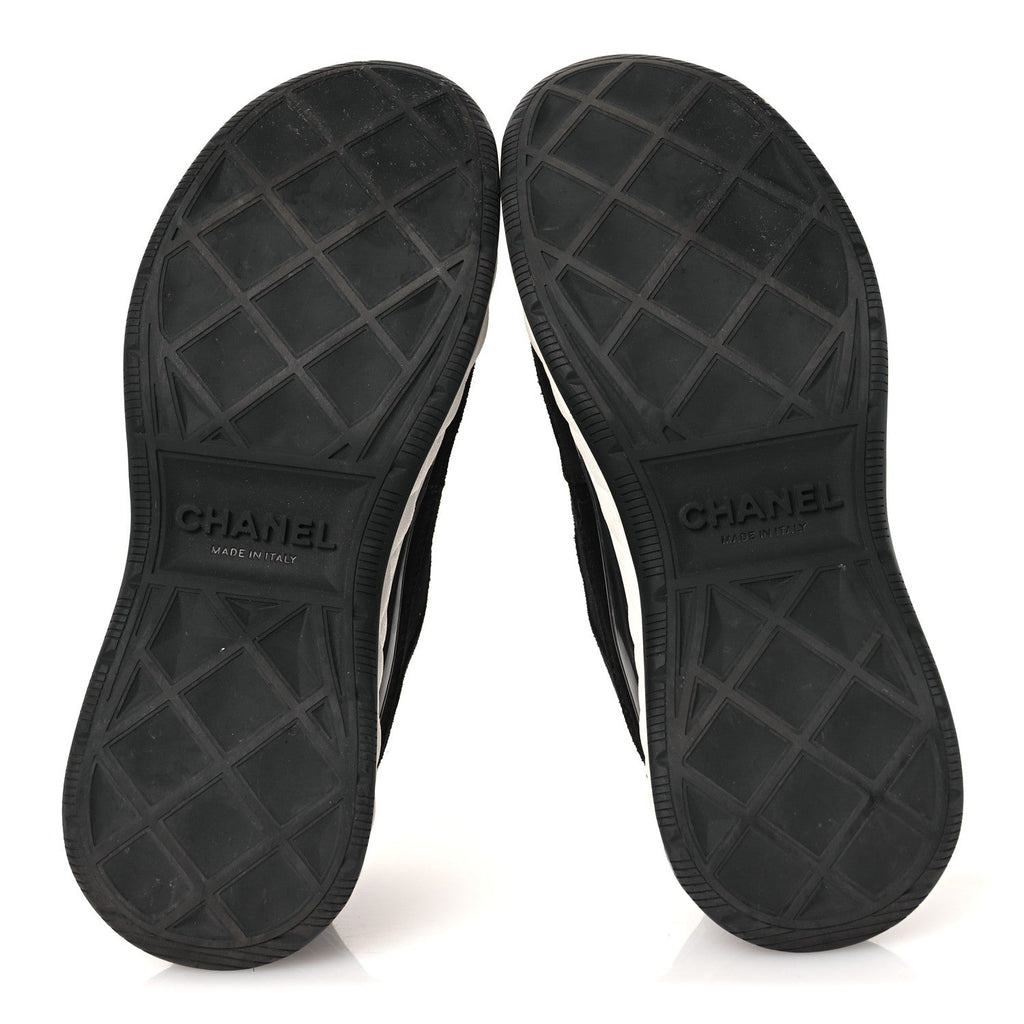Suede Calfskin Nylon Grosgrain CC Sneakers 36 Black