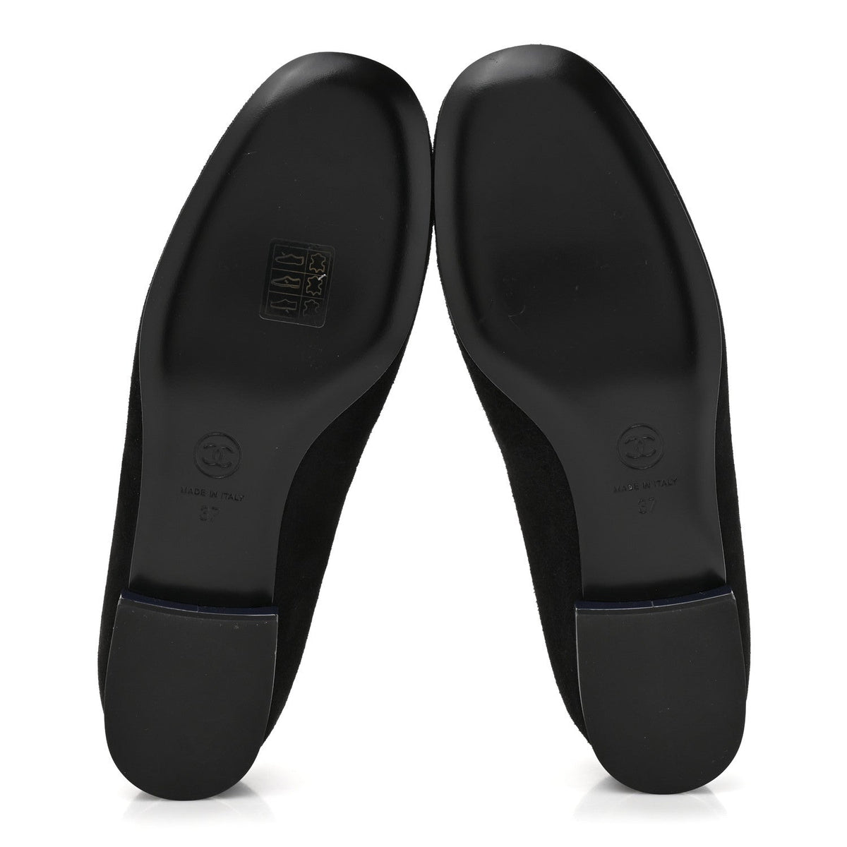 Suede Patent Camellia CC Ballerina Flat 37 Navy Black