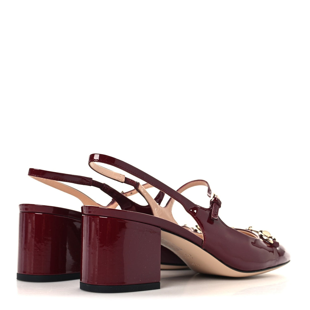 Vernice Crystal Horsebit Charlotte 42mm Slingback Pumps 38.5 Rosso Ancora