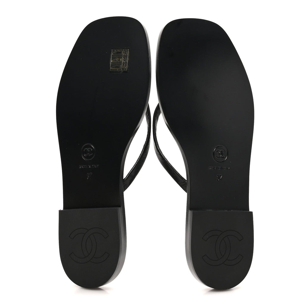Goatskin CC Times Square Thong Sandals 37 Black