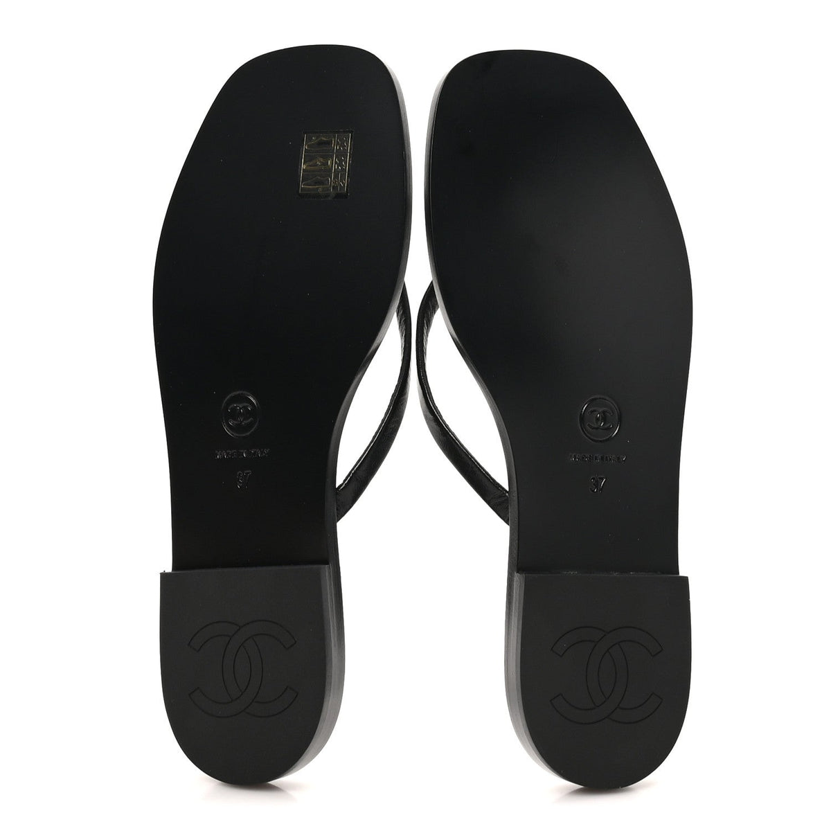 Goatskin CC Times Square Thong Sandals 37 Black